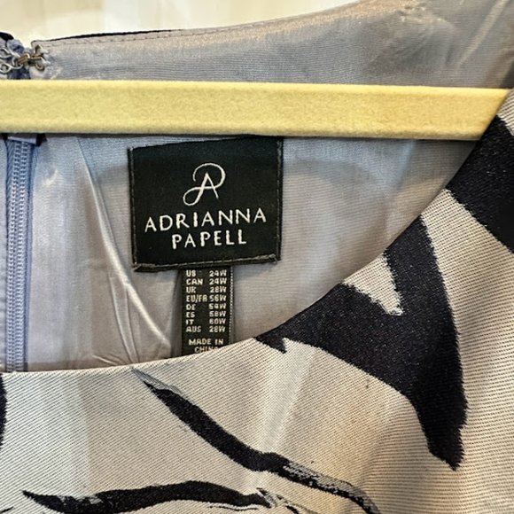 Adrianna Papell NWT High Low Floral Dress / Gown Navy / Light Blue 24W Plus - Picture 6 of 7